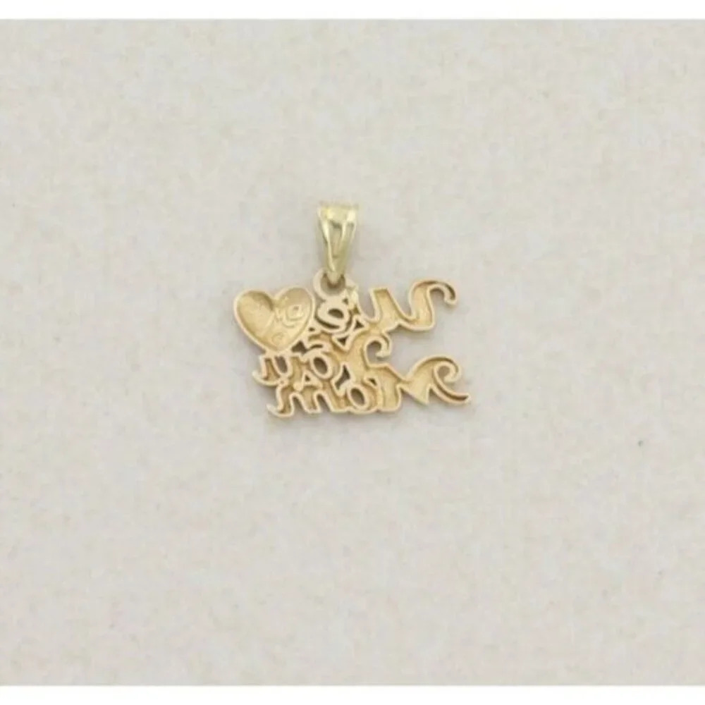 Pendant Only 14k Yellow Gold We Love You Mom Heart Pendant - Picture 3 of 4